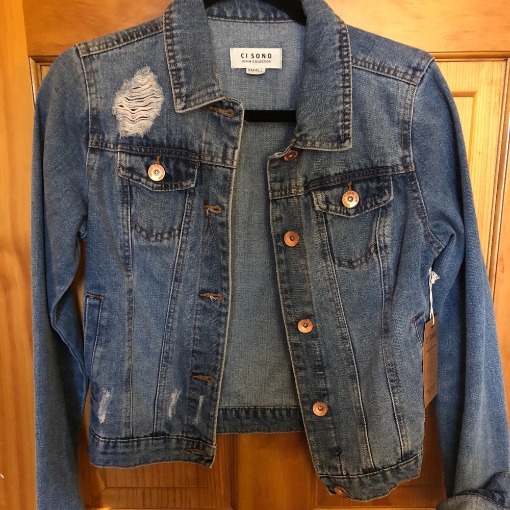 Cute distressed jean jacket